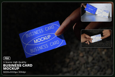 3 Realistic Scene Business Card Mockup   VOL 4