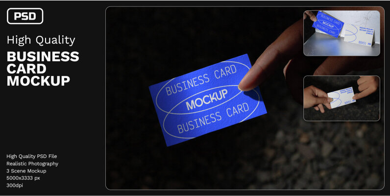 3 Realistic Scene Business Card Mockup   VOL 4