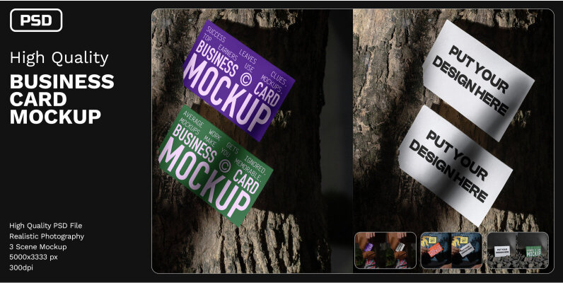 4 Realistic Scene Business Card Mockup   VOL 1