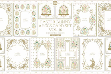 Easter Bunny Eggs Cards 2 Vintage