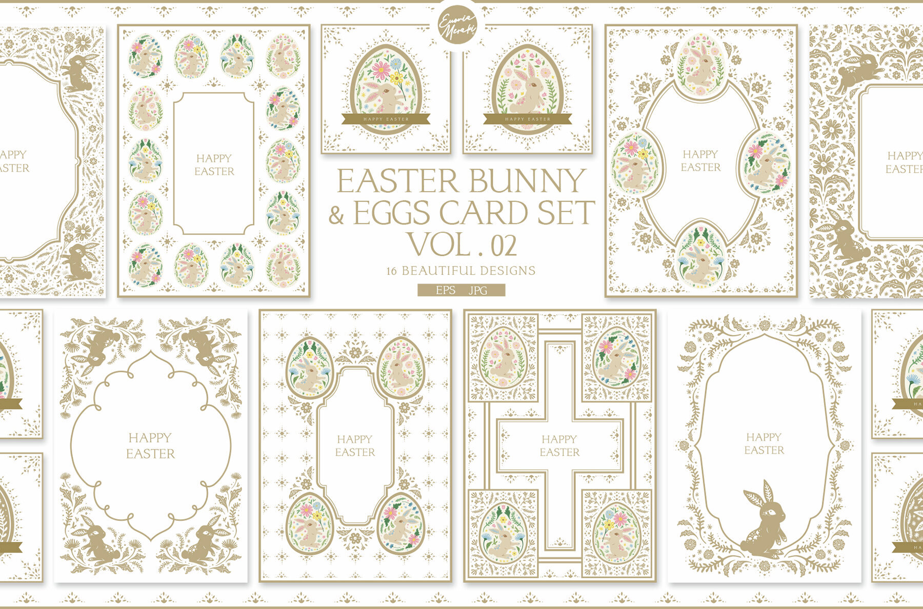 Easter Bunny Eggs Cards 2 Vintage 1