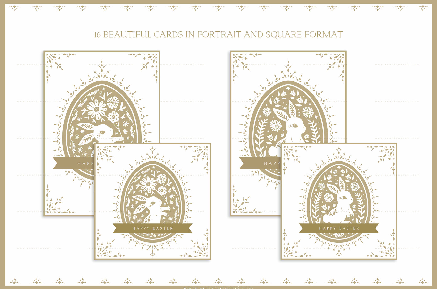 Easter Bunny Eggs Cards 2 Vintage 4