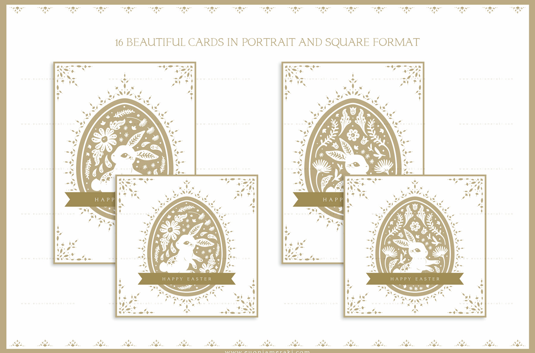 Easter Bunny Eggs Cards 2 Vintage 5