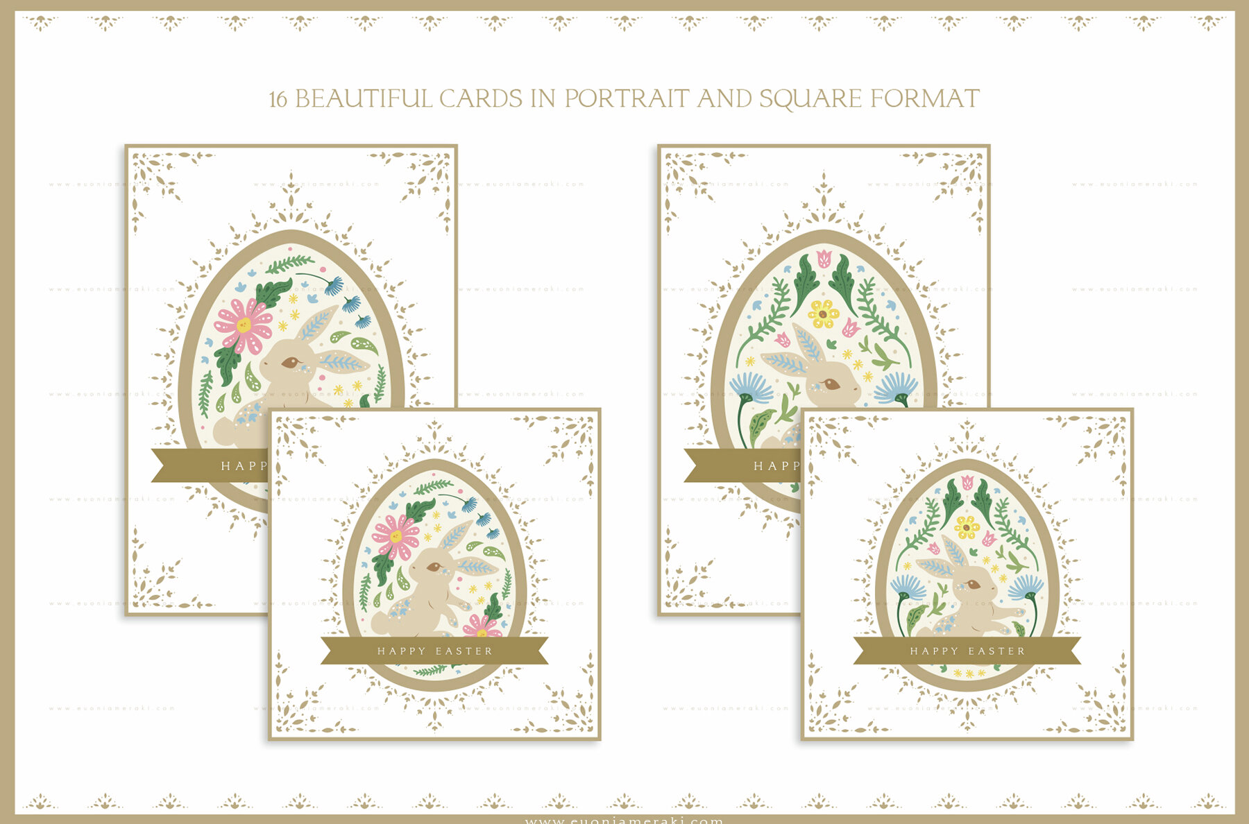 Easter Bunny Eggs Cards 2 Vintage 7