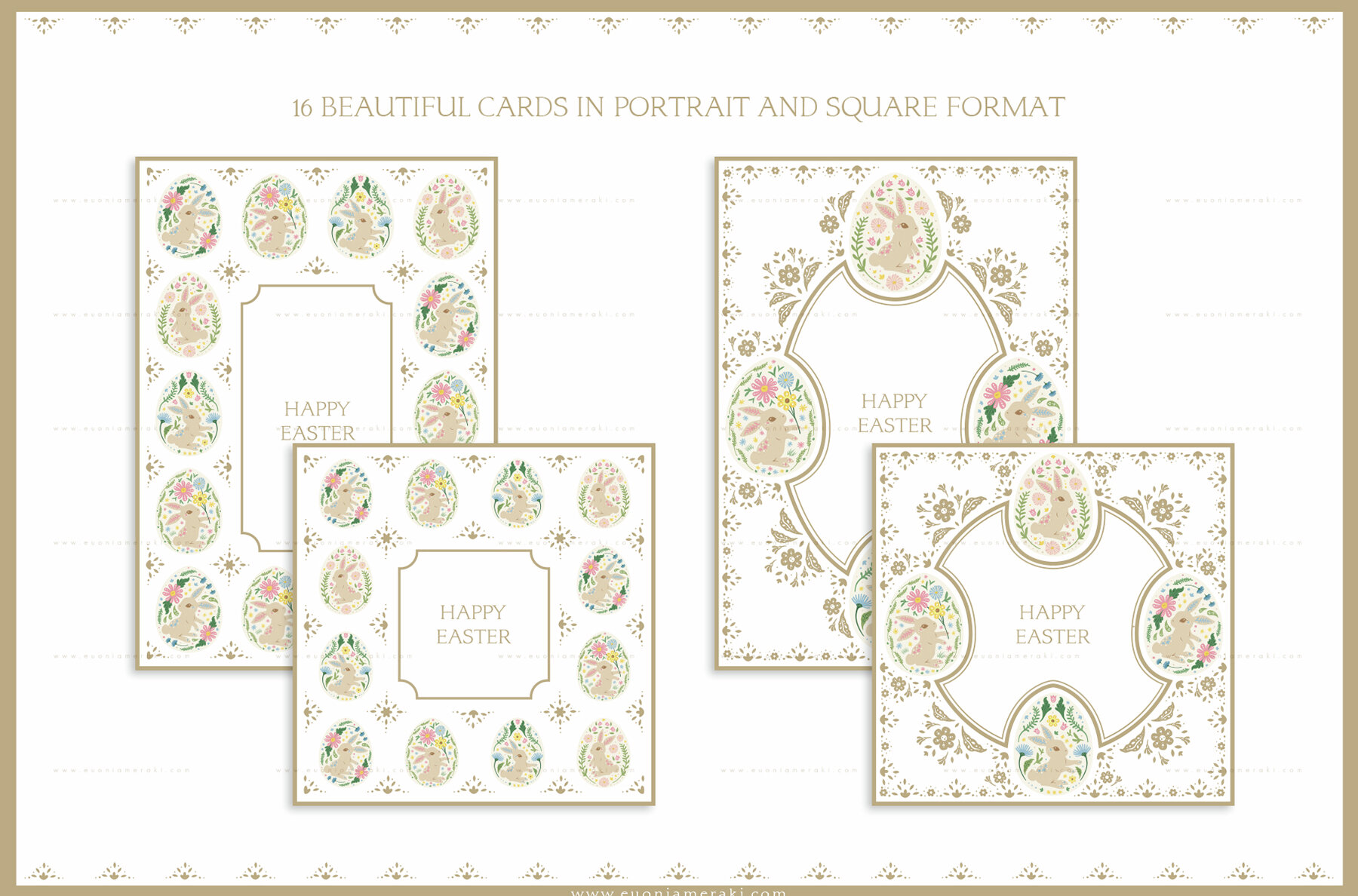 Easter Bunny Eggs Cards 2 Vintage 8