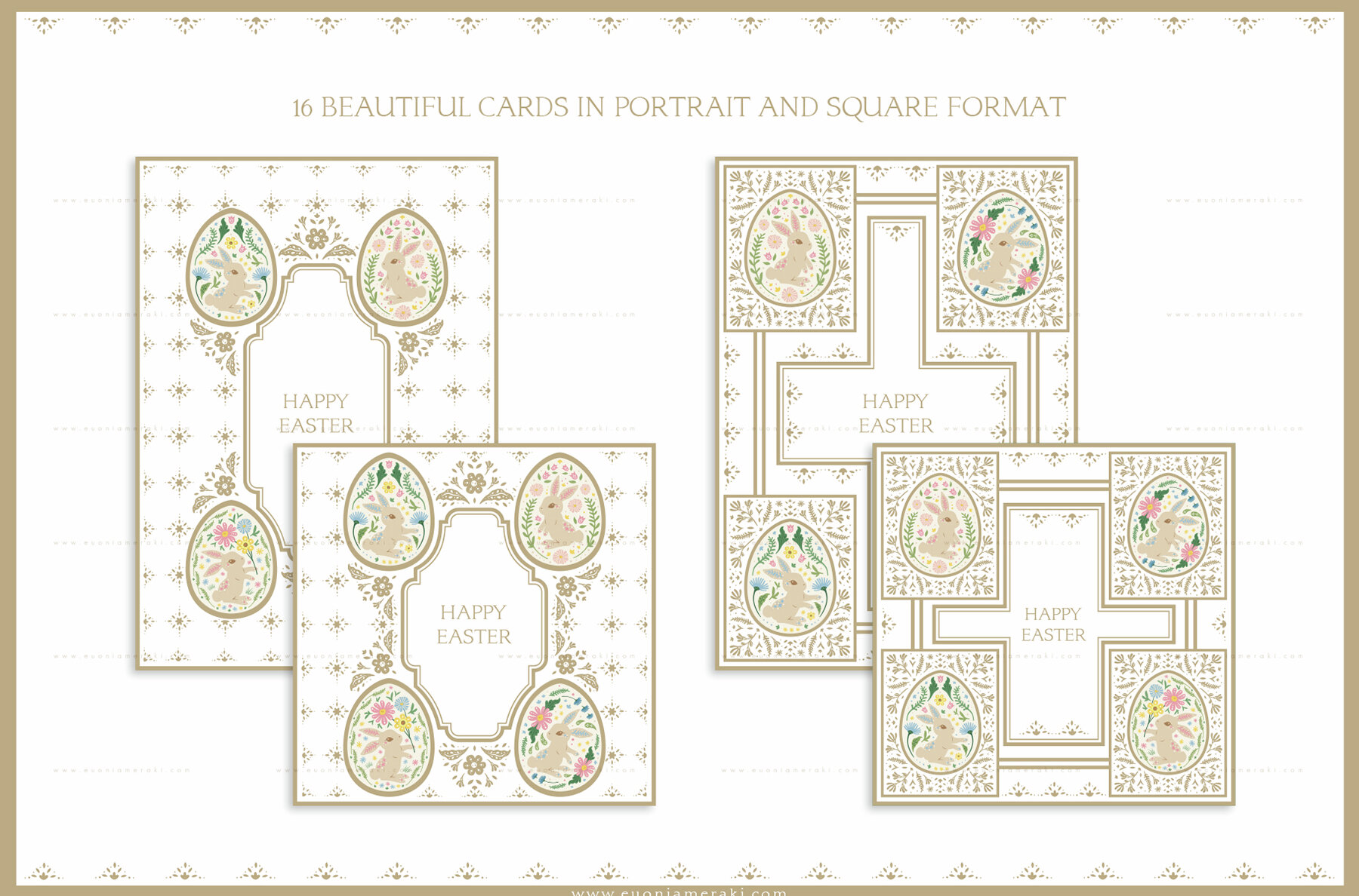 Easter Bunny Eggs Cards 2 Vintage 9