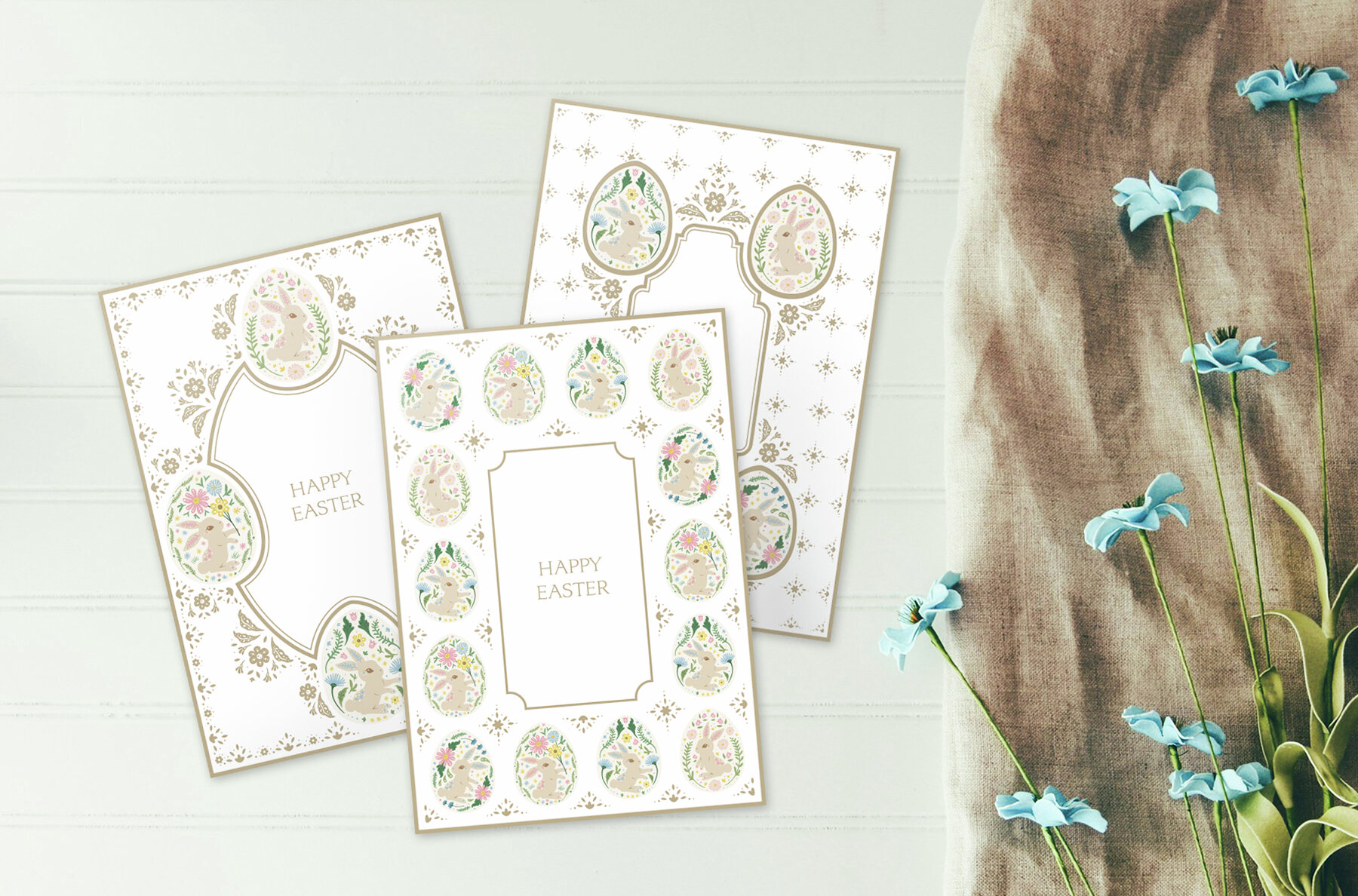 Easter Bunny Eggs Cards 2 Vintage 10