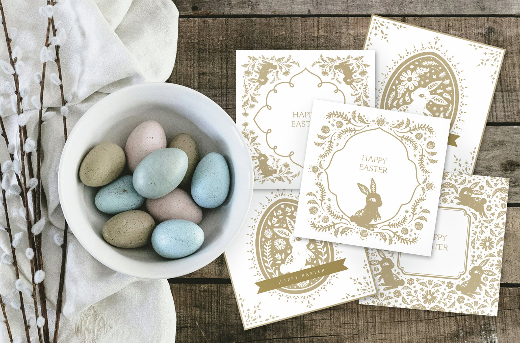 Easter Bunny Eggs Cards 2 Vintage 11