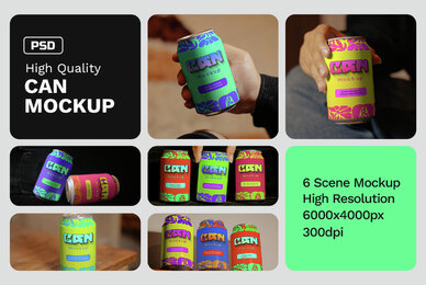6 Realistic Scene Can Mockup   VOL 3