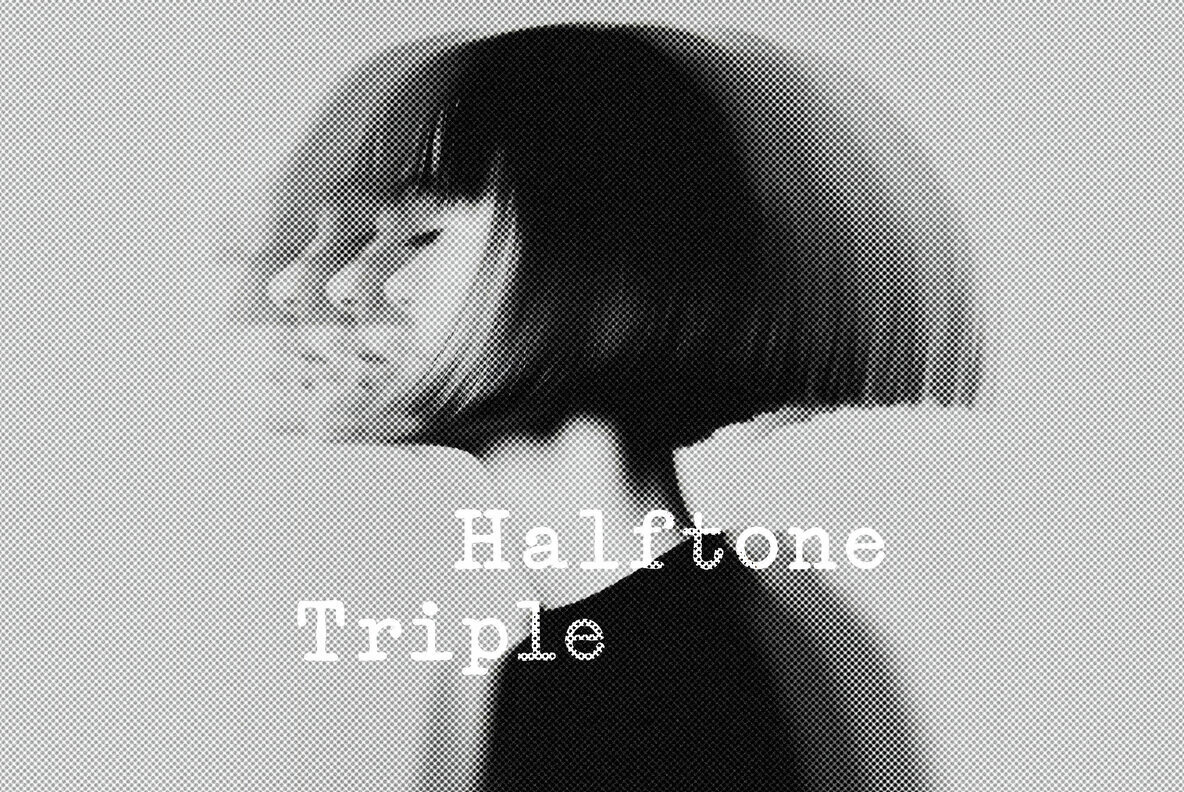 Triple Halftone Screenprint Photo Effect 1