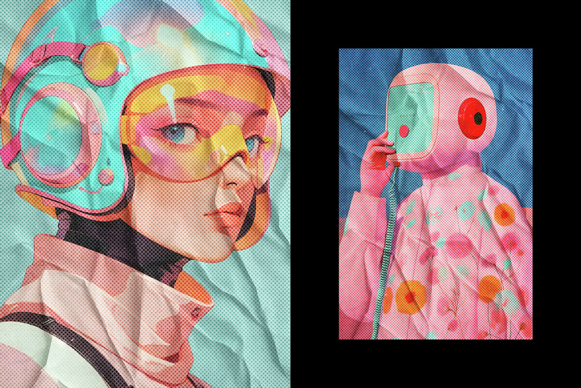 Halftone Crumpled Paper Effect 2