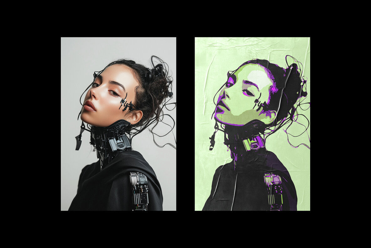 Glued Pop Art Poster Photo Effect 3