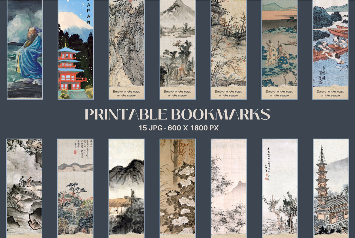 Vintage Asian Bookmarks sublimation printable 1
