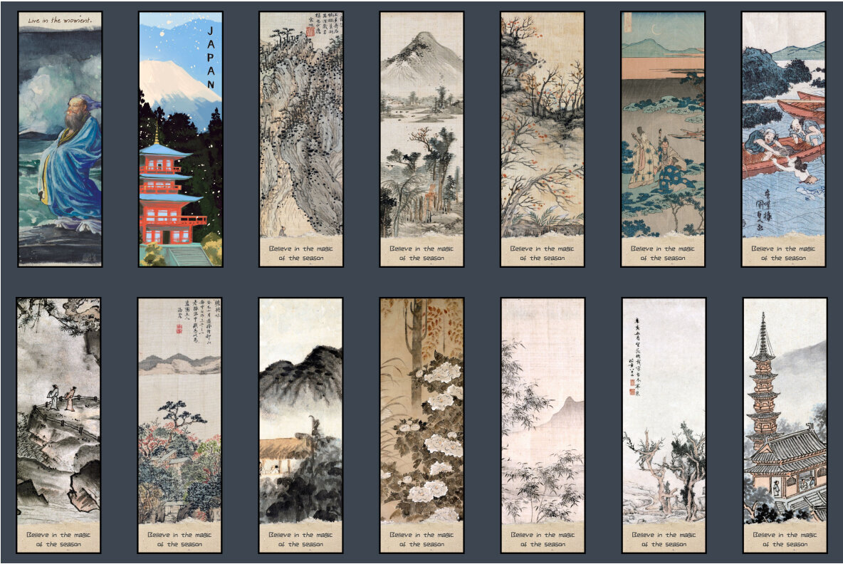Vintage Asian Bookmarks sublimation printable 2
