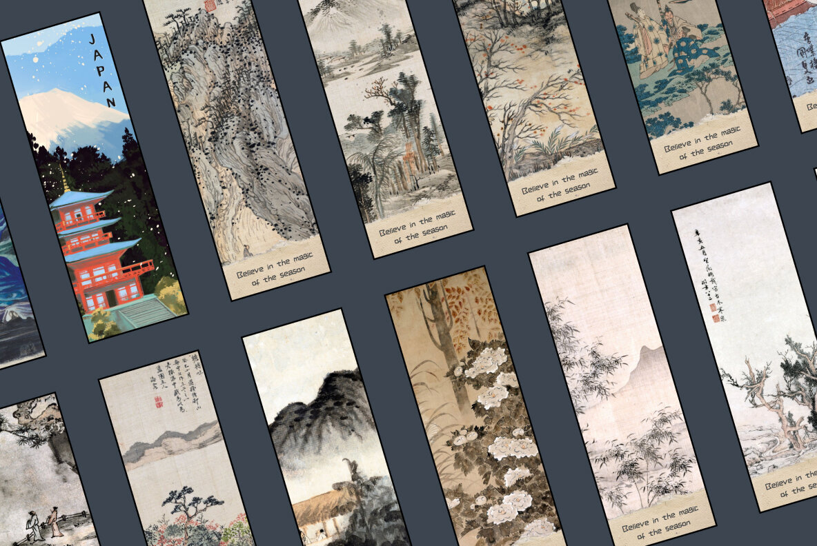 Vintage Asian Bookmarks sublimation printable 3