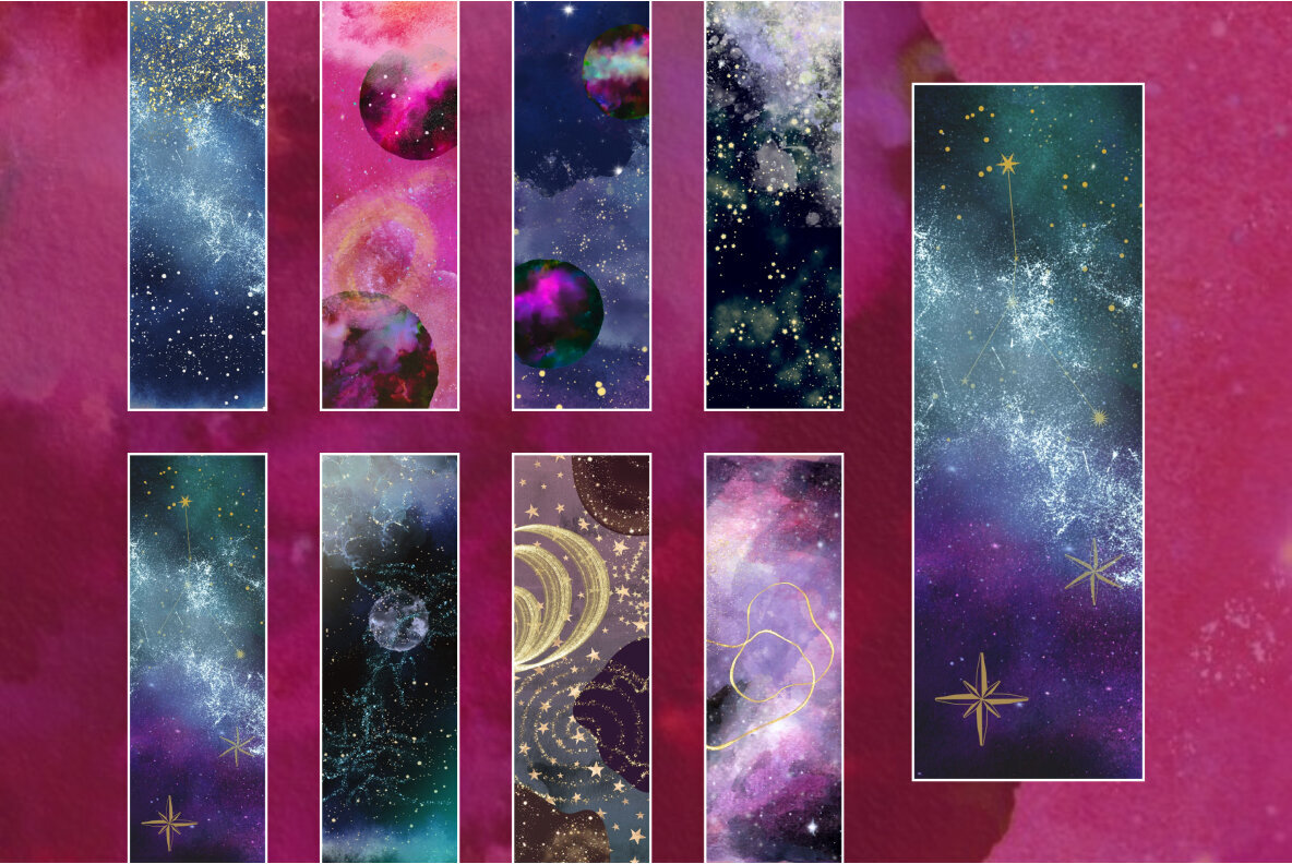 Cosmic bookmarks printable 3