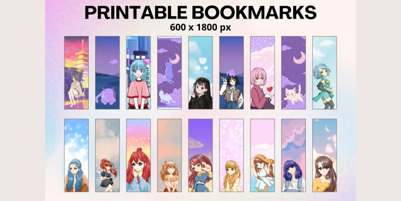 Anime printable bookmarks