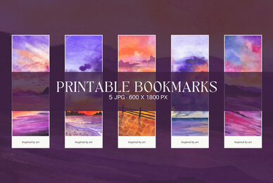 Watercolor Landscapes Bookmark Printable
