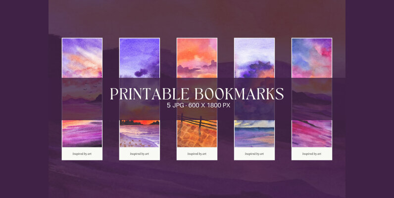 Watercolor Landscapes Bookmark Printable