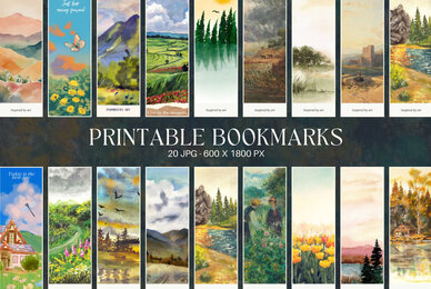 Watercolor Summer Landscapes Bookmark Printable