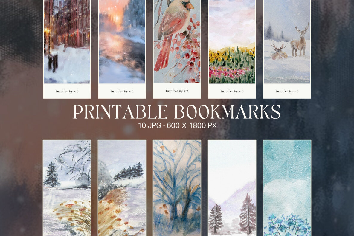 Watercolor Landscapes Bookmark Printable 1
