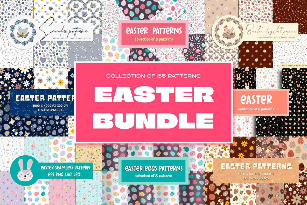 65 Easter Seamless Patterns Bundle 1