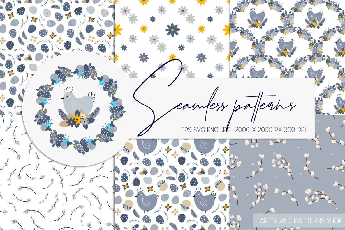 65 Easter Seamless Patterns Bundle 2