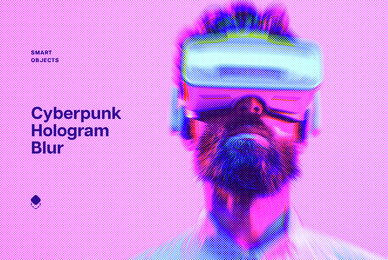 Cyberpunk Hologram Blur Photo Effect
