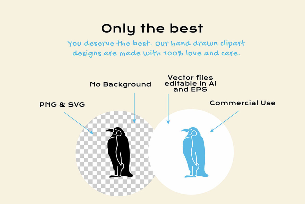 Winter Animals Linocut Clipart 2