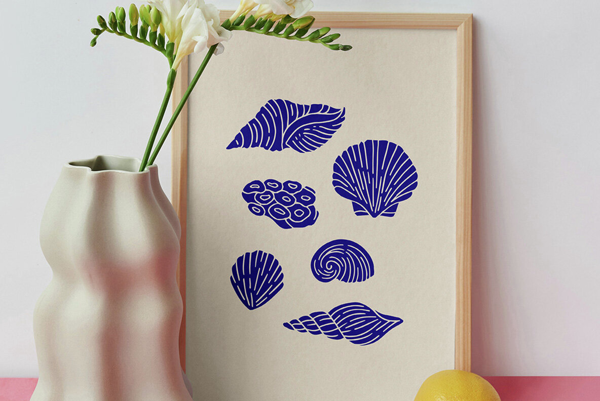 Under the Sea Linocut Clipart 4