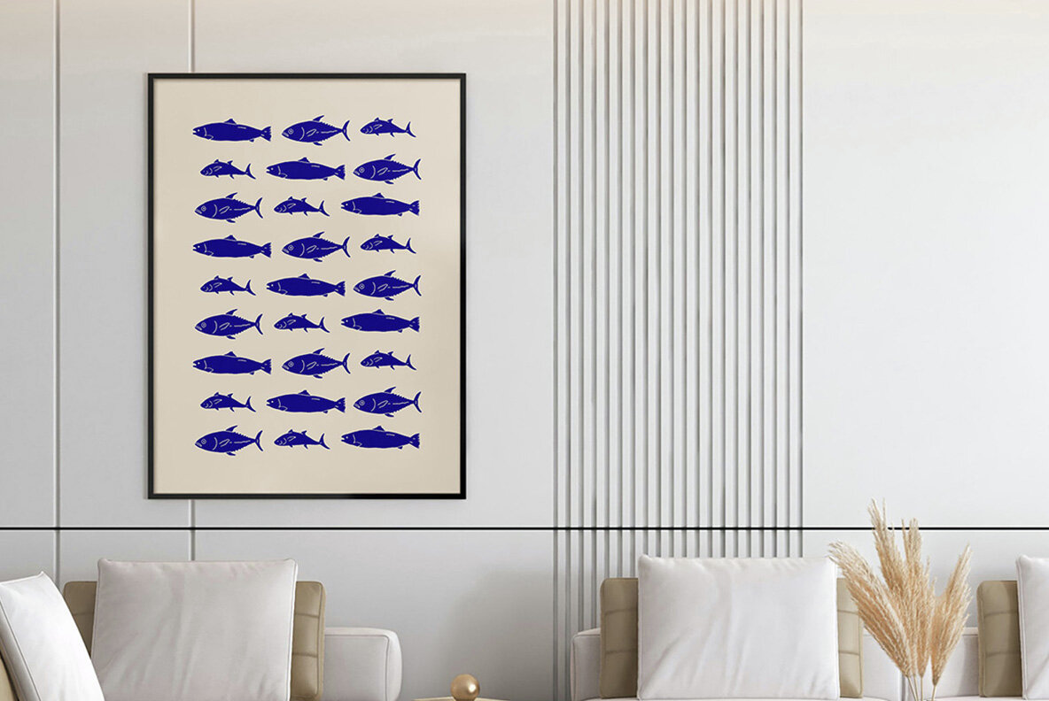 Under the Sea Linocut Clipart 5