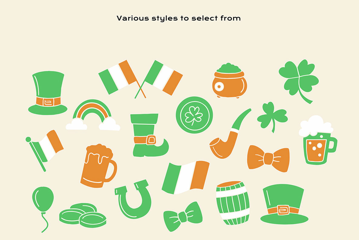 St Patricks Day Linocut Clipart 4