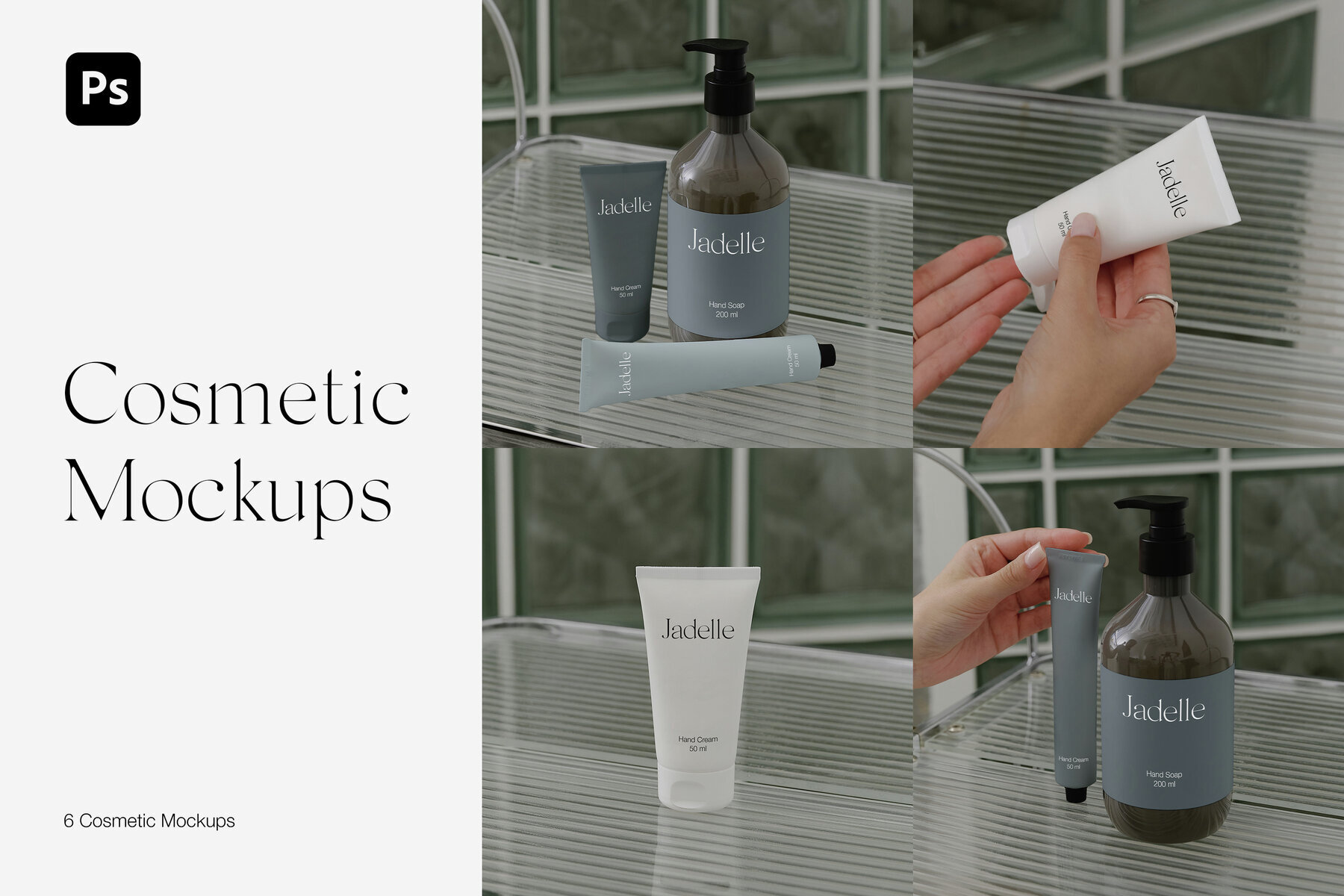 Realistic Beauty Bottle and Hand Cream Tube Mockups 1