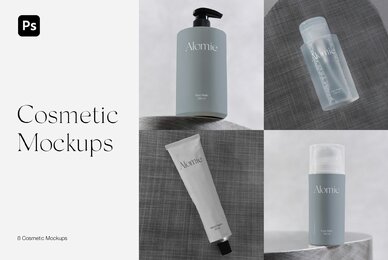 Cosmetic Bottle and Hand Cream Tube Mockups for Photoshop PSD