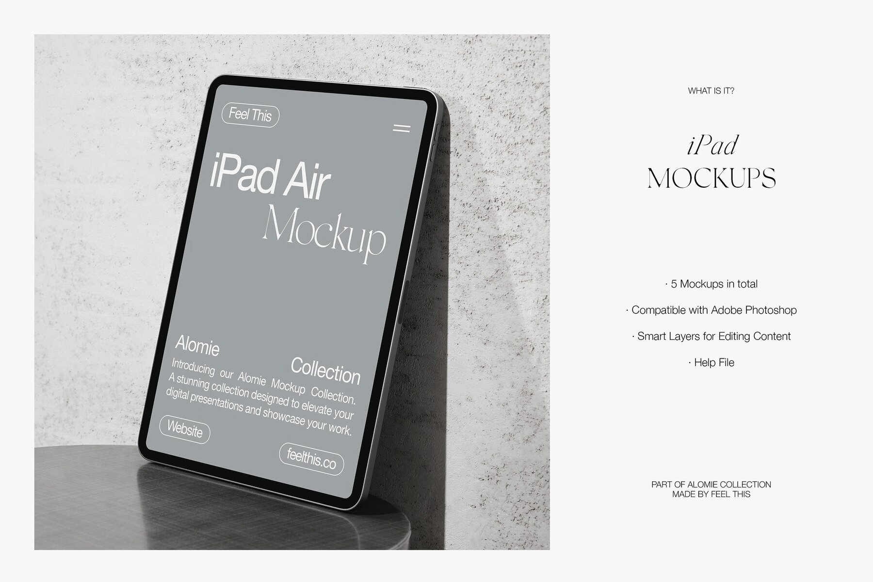iPad Mockups in Concrete Aesthetic for Photoshop PSD 2