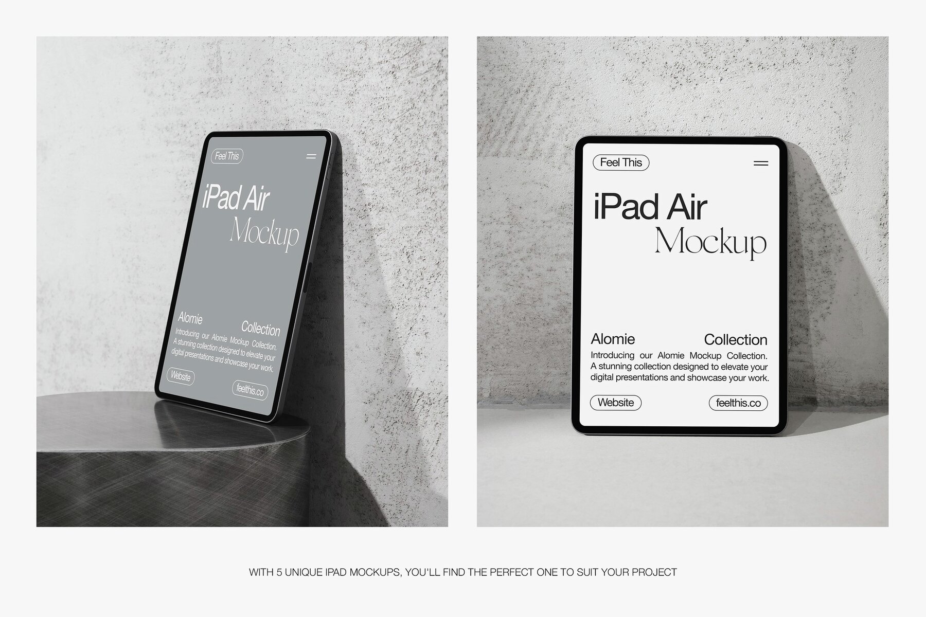 iPad Mockups in Concrete Aesthetic for Photoshop PSD 4