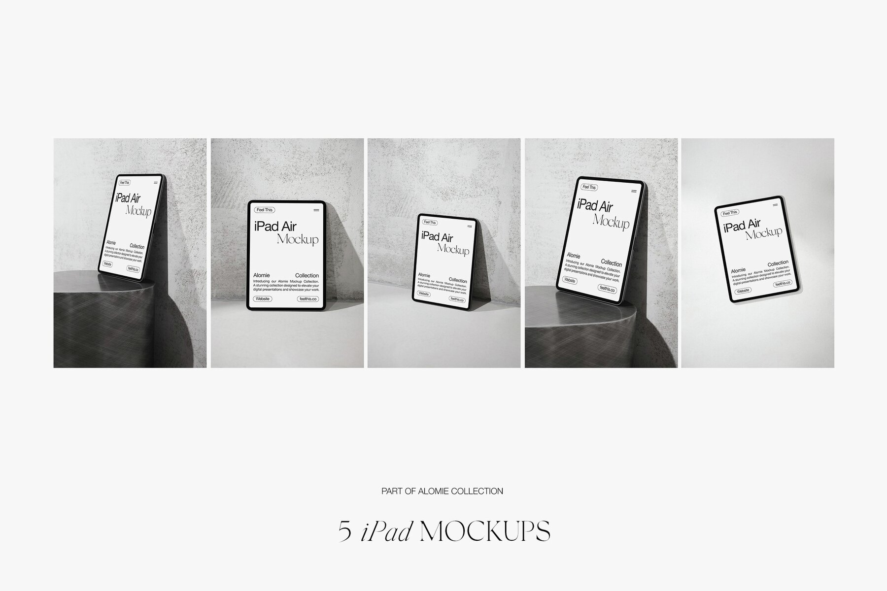 iPad Mockups in Concrete Aesthetic for Photoshop PSD 5