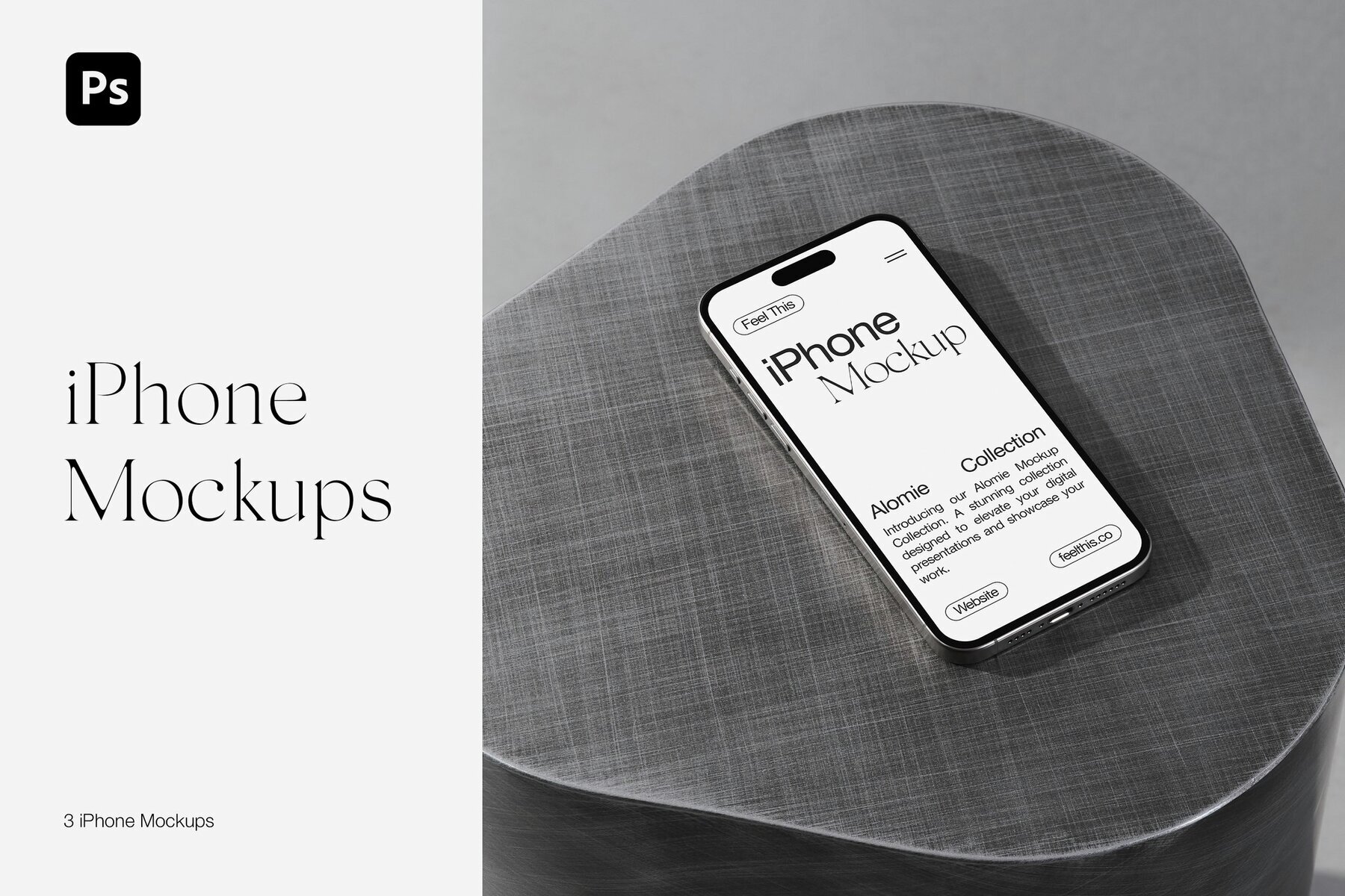 Realistic iPhone 16 Pro PSD Mockups on Metal Table 1