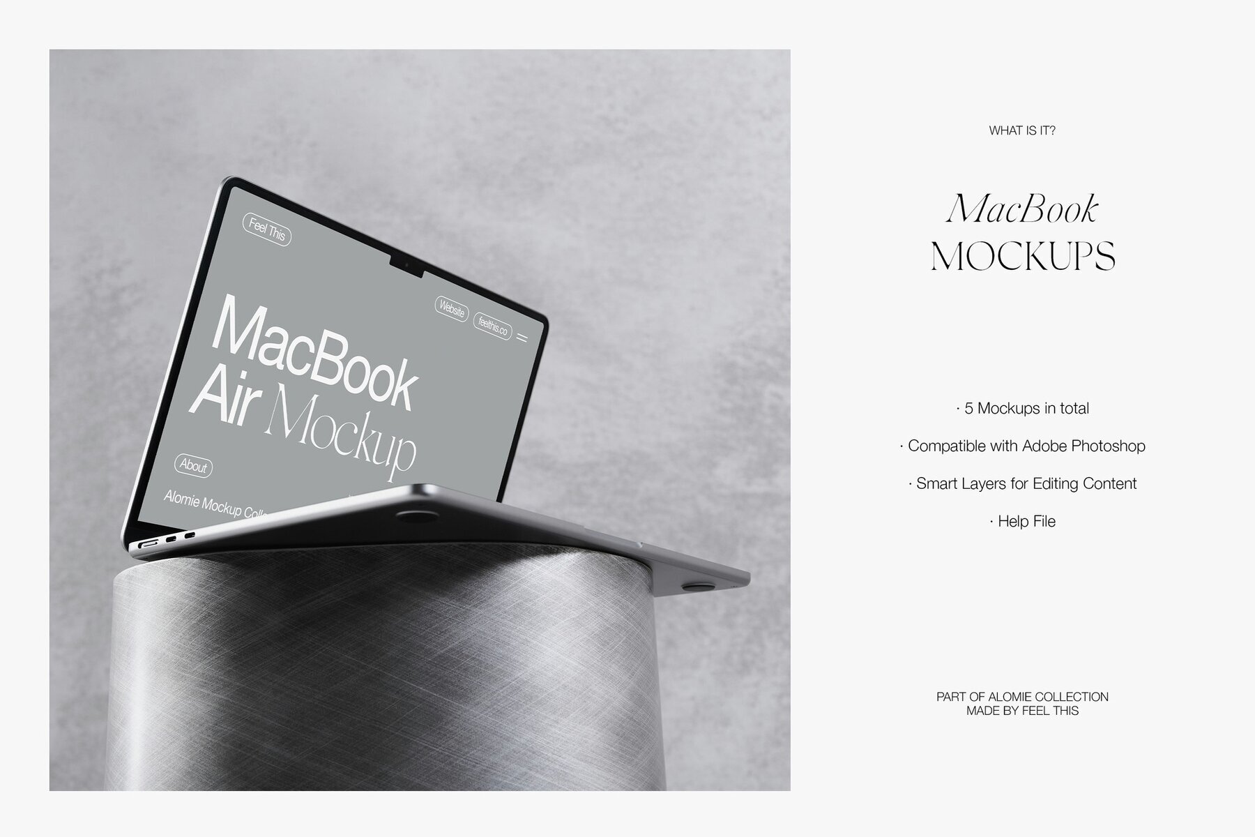 MacBook Mockups on a Concrete Floor   Metal Table 2