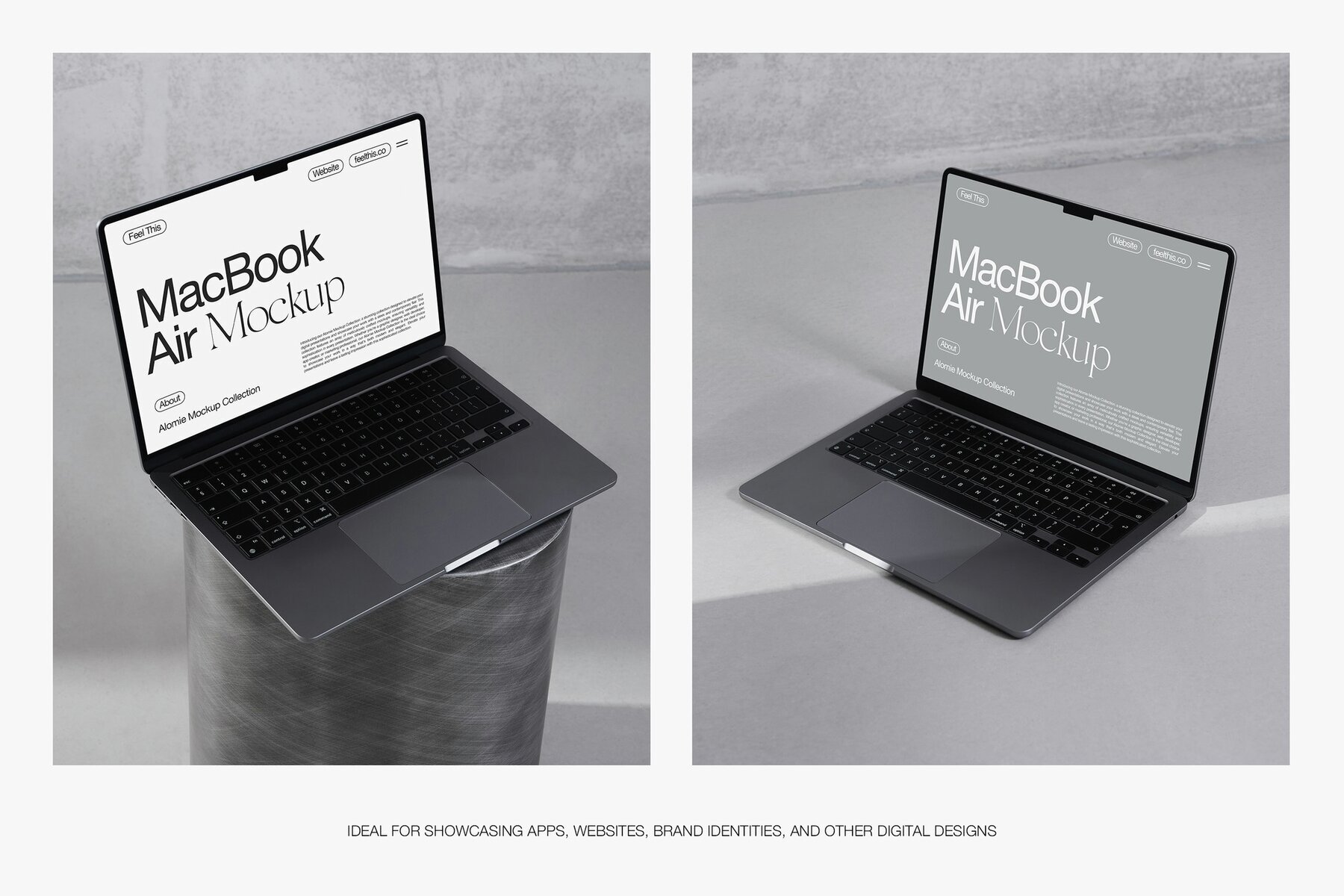 MacBook Mockups on a Concrete Floor   Metal Table 3