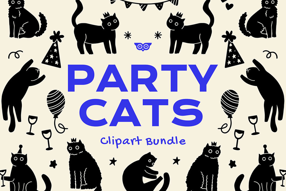 Party Cats Clipart Bundle 1