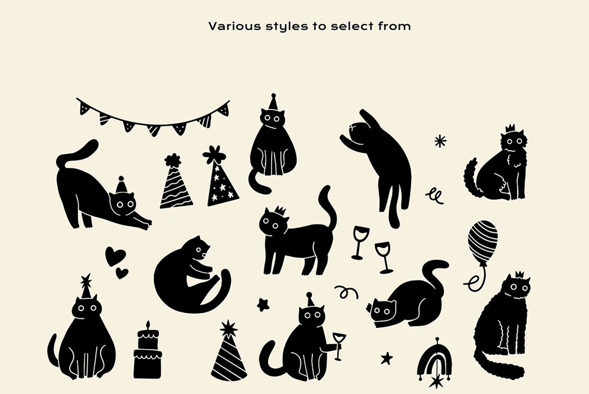 Party Cats Clipart Bundle 4