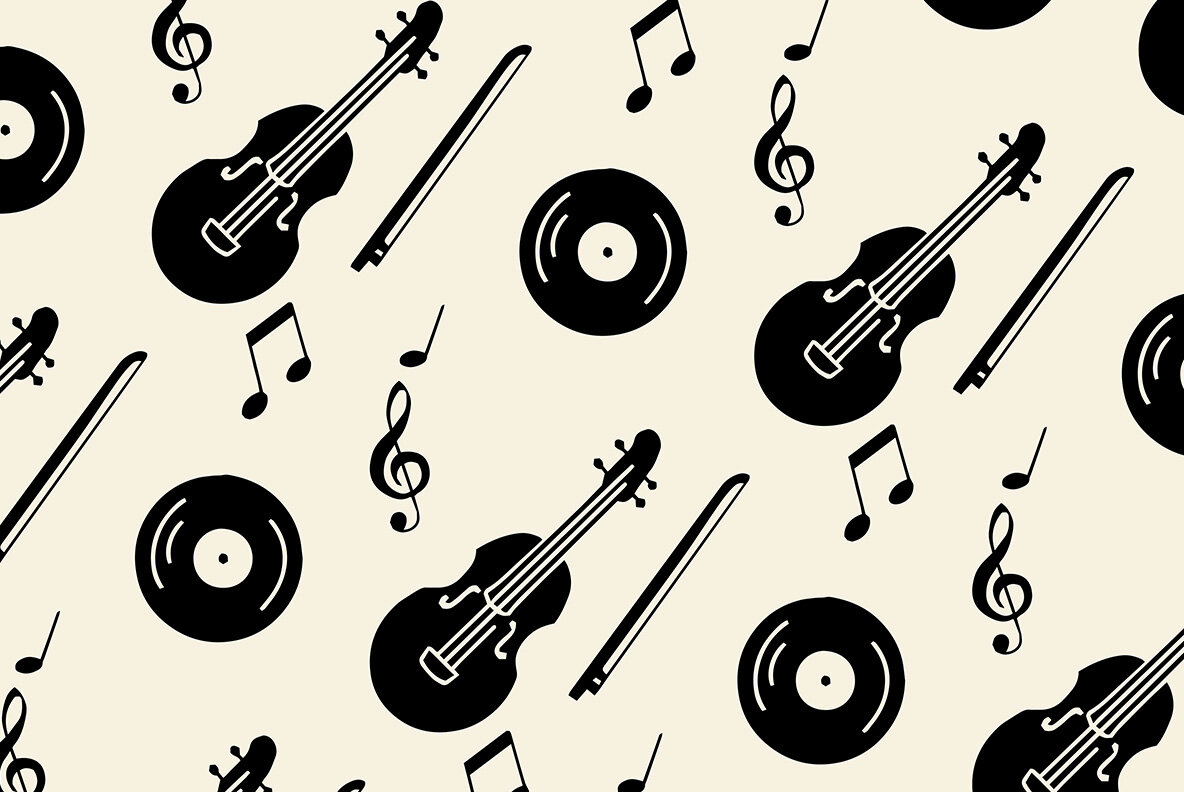 Musical Instruments Linocut Clipart 7