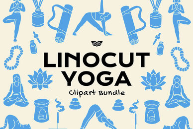 Linocut Yoga Clipart Bundle