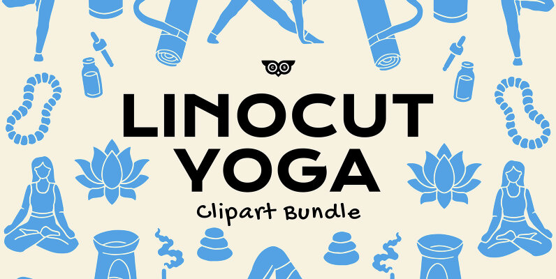 Linocut Yoga Clipart Bundle