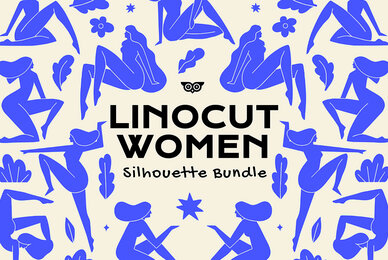Linocut Women Silhouette Bundle