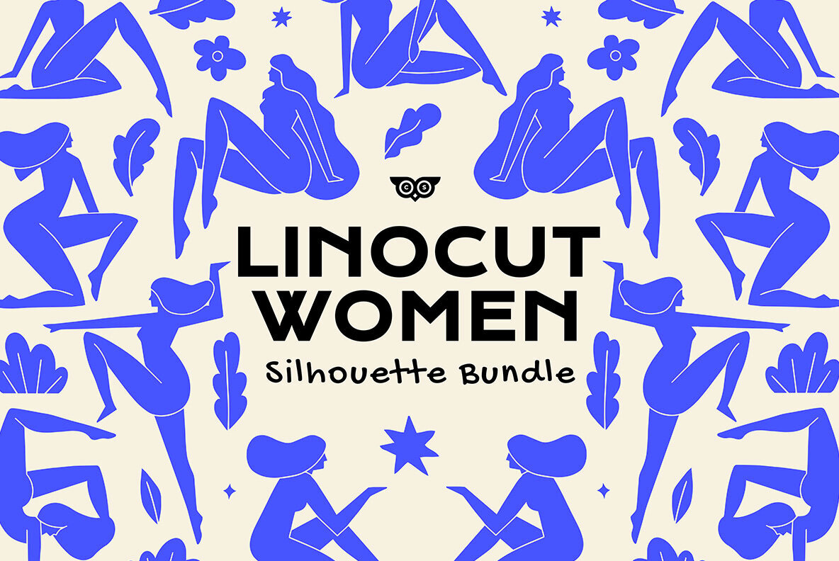 Linocut Women Silhouette Bundle 1