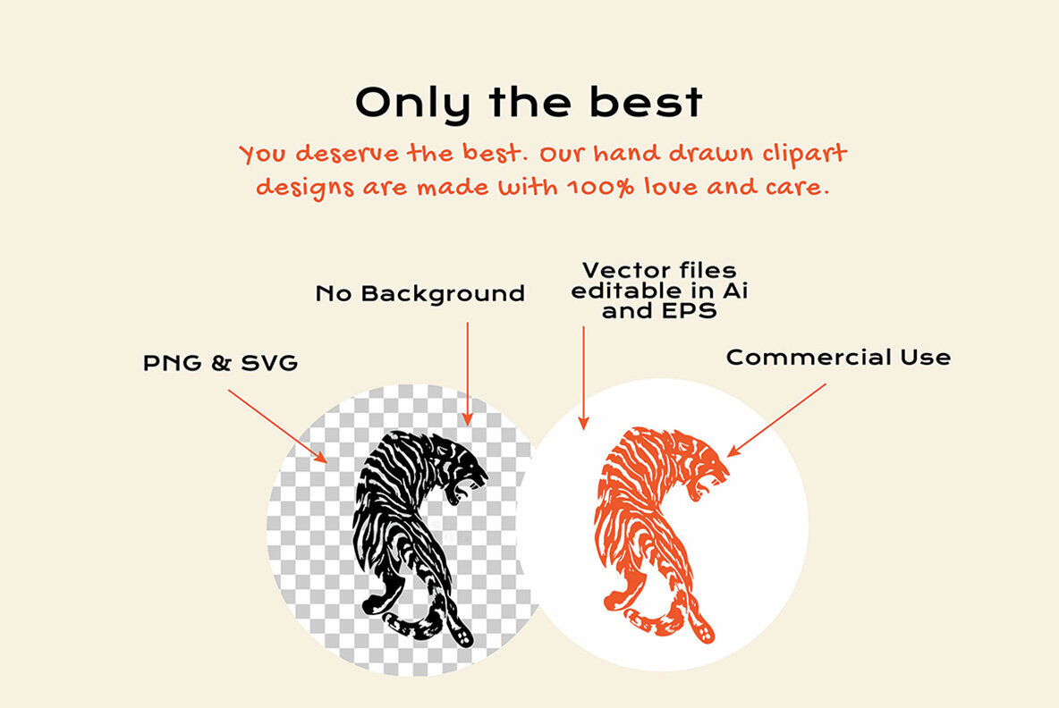 Linocut Tigers Clipart Bundle 2