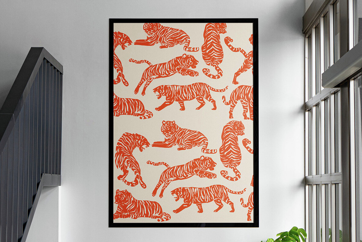 Linocut Tigers Clipart Bundle 5