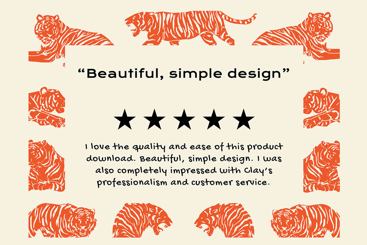 Linocut Tigers Clipart Bundle 6